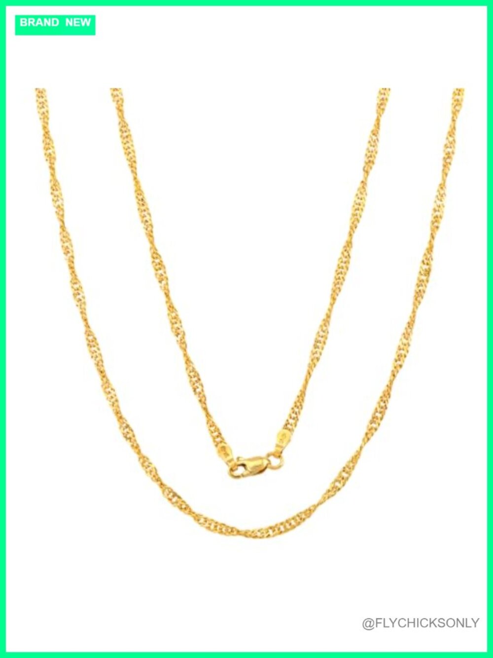 14K Real Yellow Gold Singapore Chain Necklace Lobster Clasp 18"